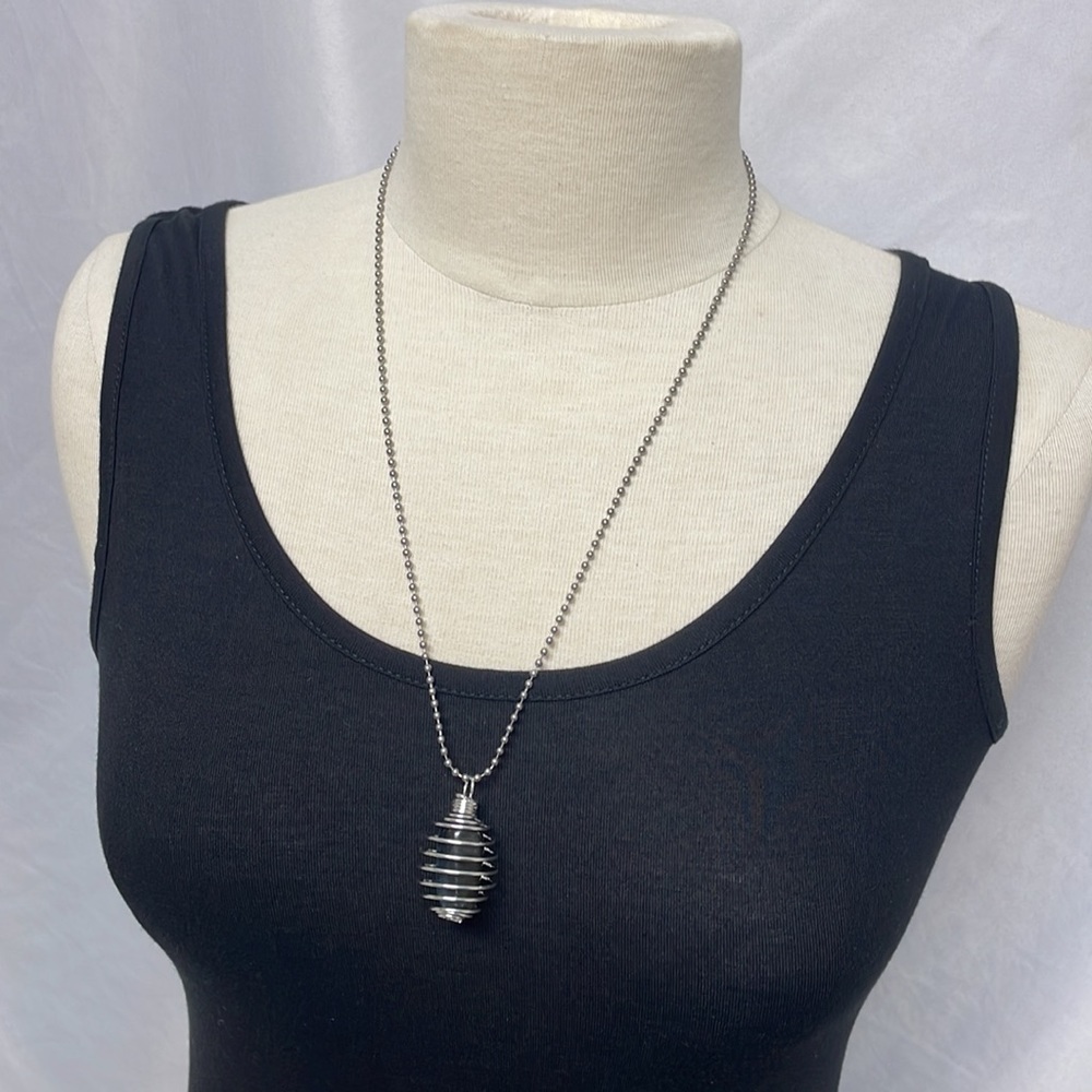 Labradorite Cage Charm Necklace (4) - Picture 2 of 3